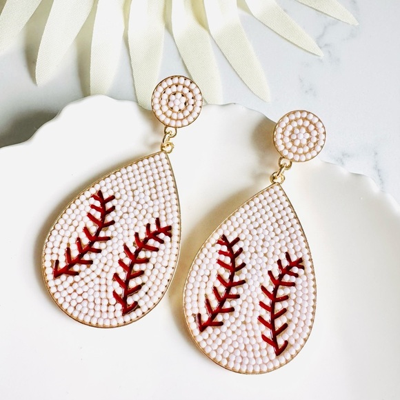 Jewelry - 2/$30🌵 Baseball Stone Teardrop Earrings Ball Sports Baseball Season Team NEW
